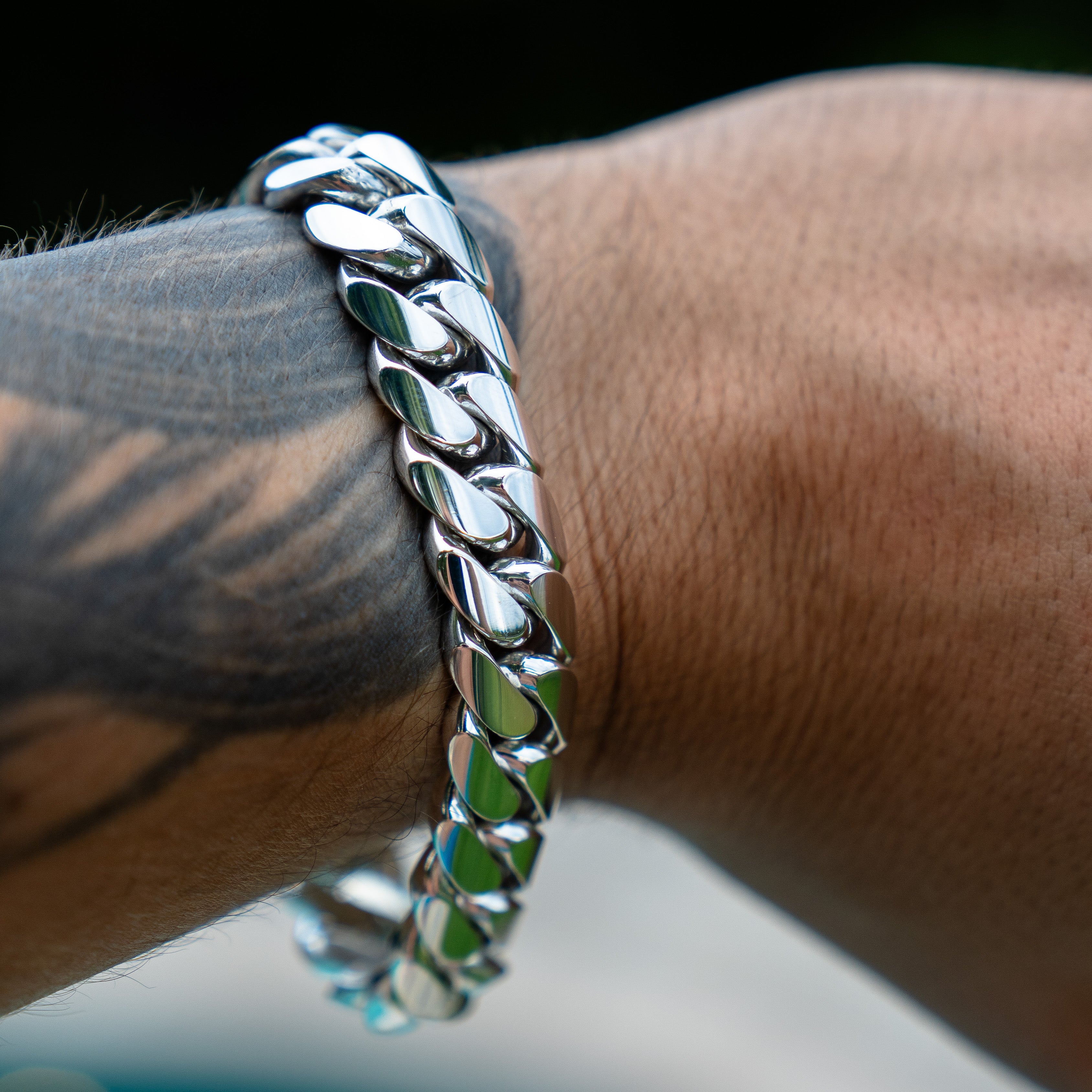 14MM Silver Cuban Link Bracelet
