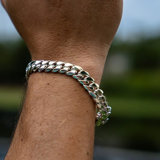 10MM Silver Cuban Link Bracelet