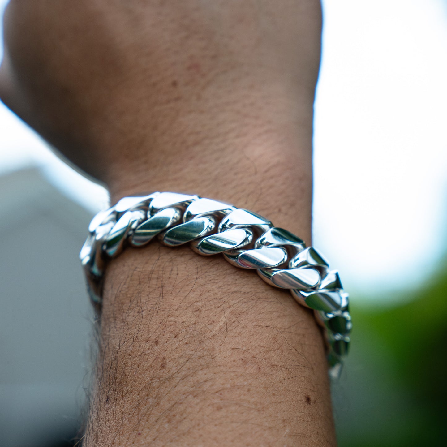 16MM Silver Cuban Link Bracelet