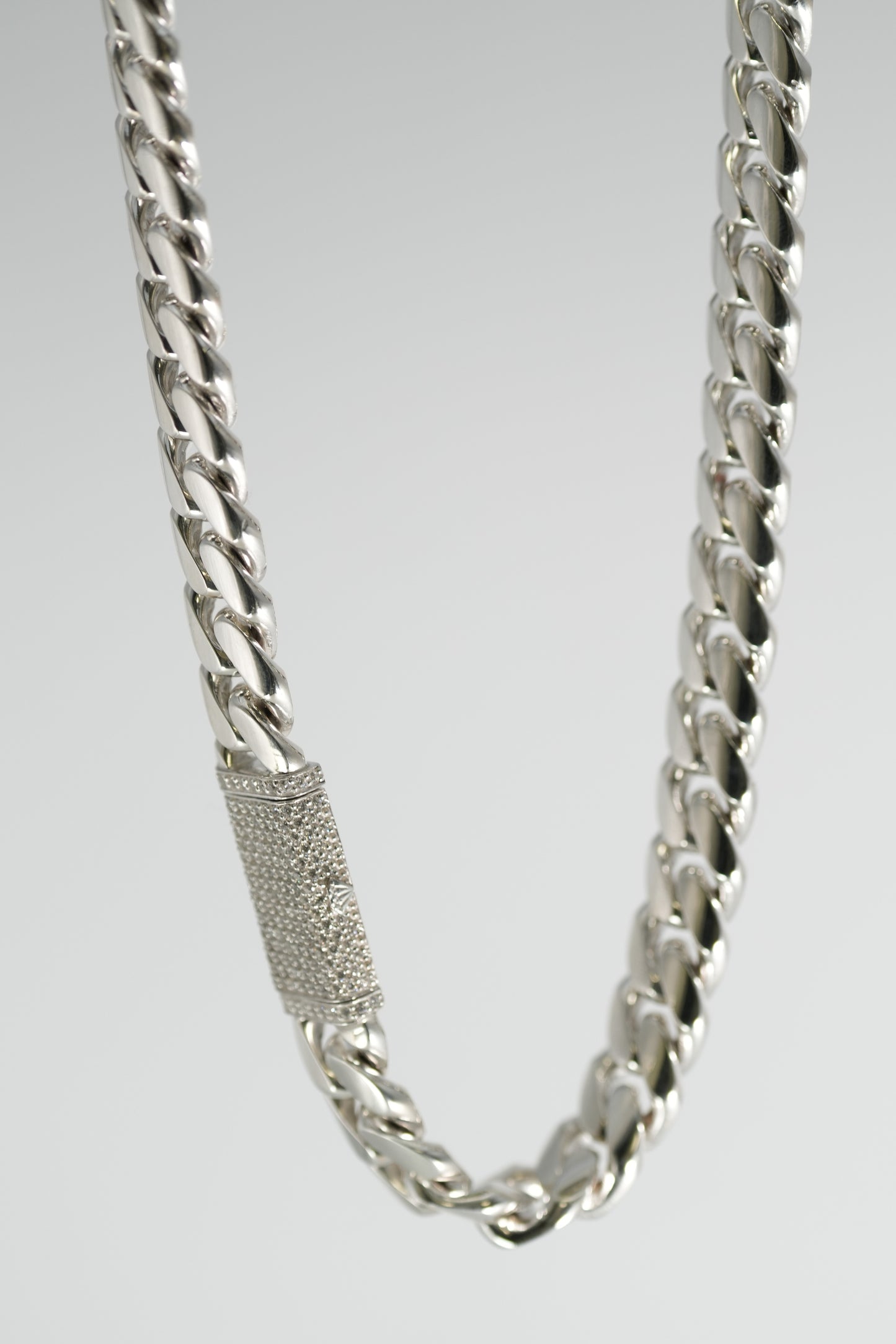 12MM Miami Cuban Link Chain with Moissanite Sleek Lock