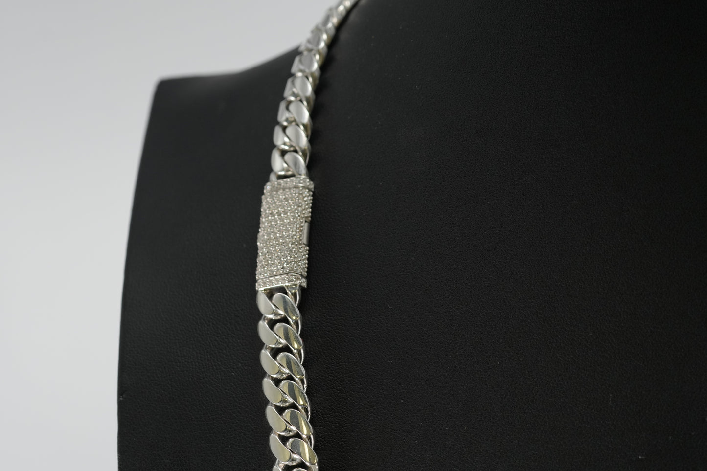 12MM Miami Cuban Link Chain with Moissanite Sleek Lock