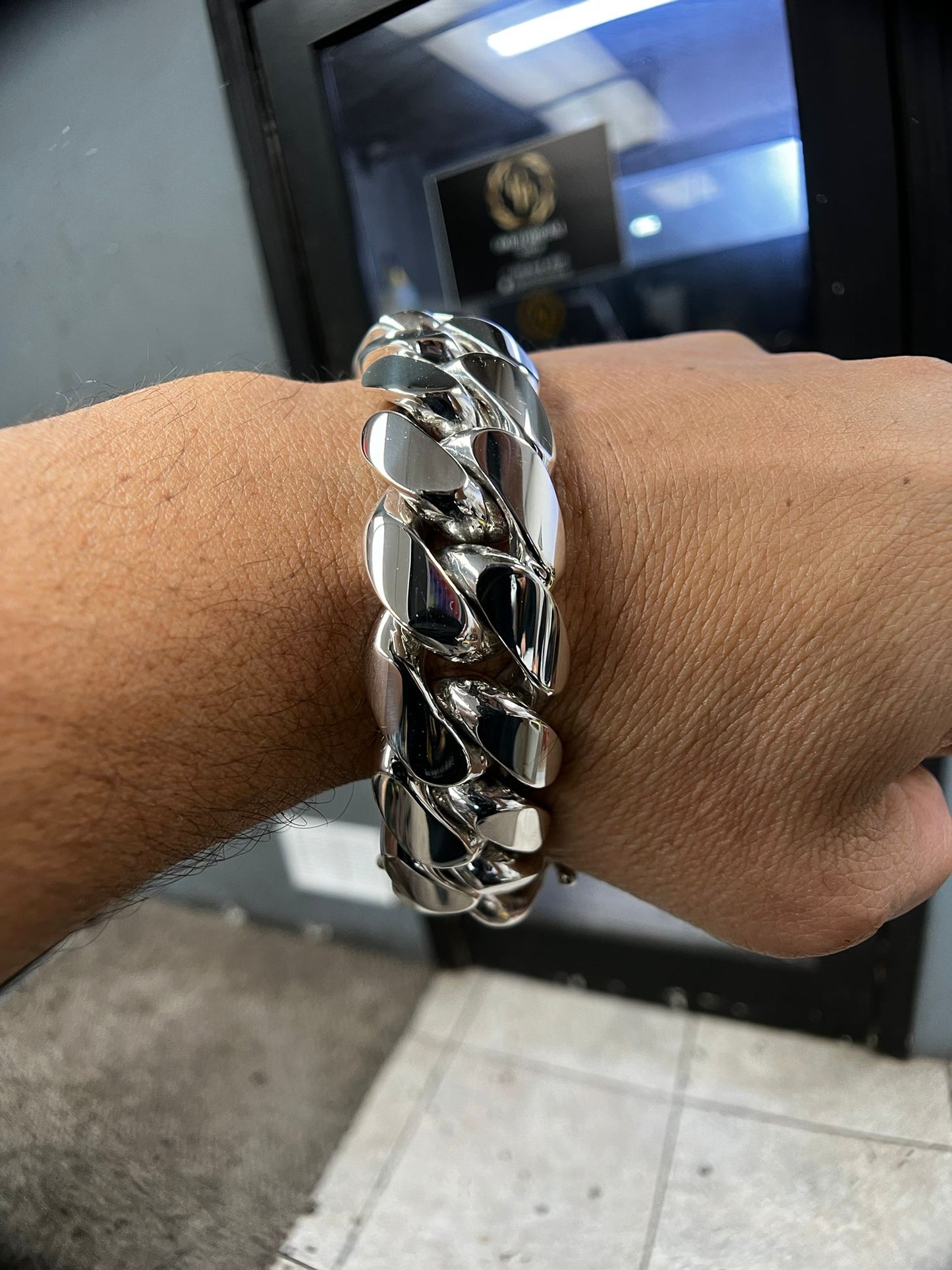 22MM Silver Cuban Link Bracelet